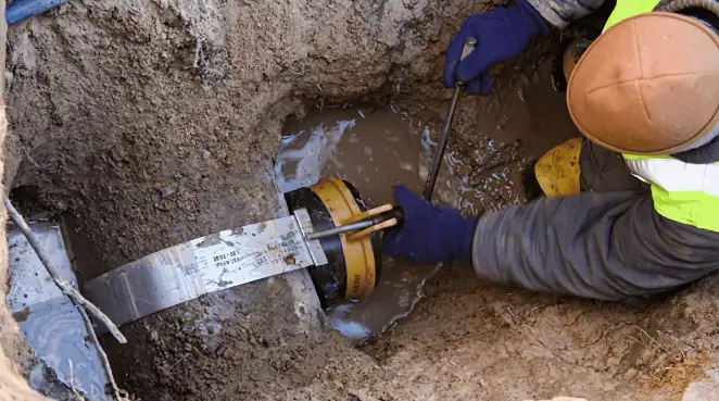 Technician performing underground drainage repair for foundation protection and gutter systems in Pittsburgh, PA
